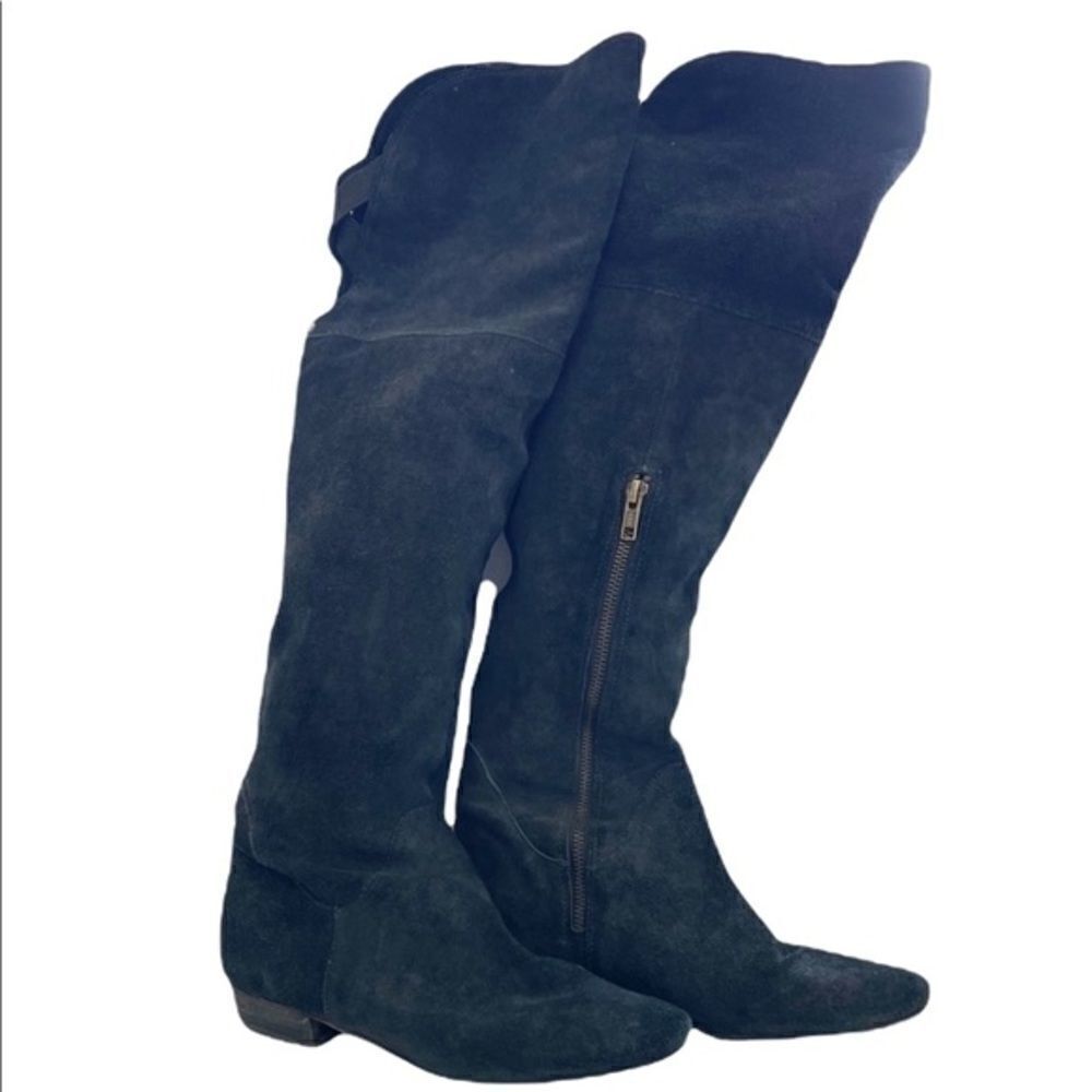 Joie Black Suede Leather Knee Boots 38